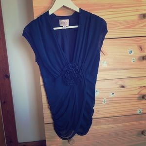 Anthropologie Deletta Rosette Top Navy Medium